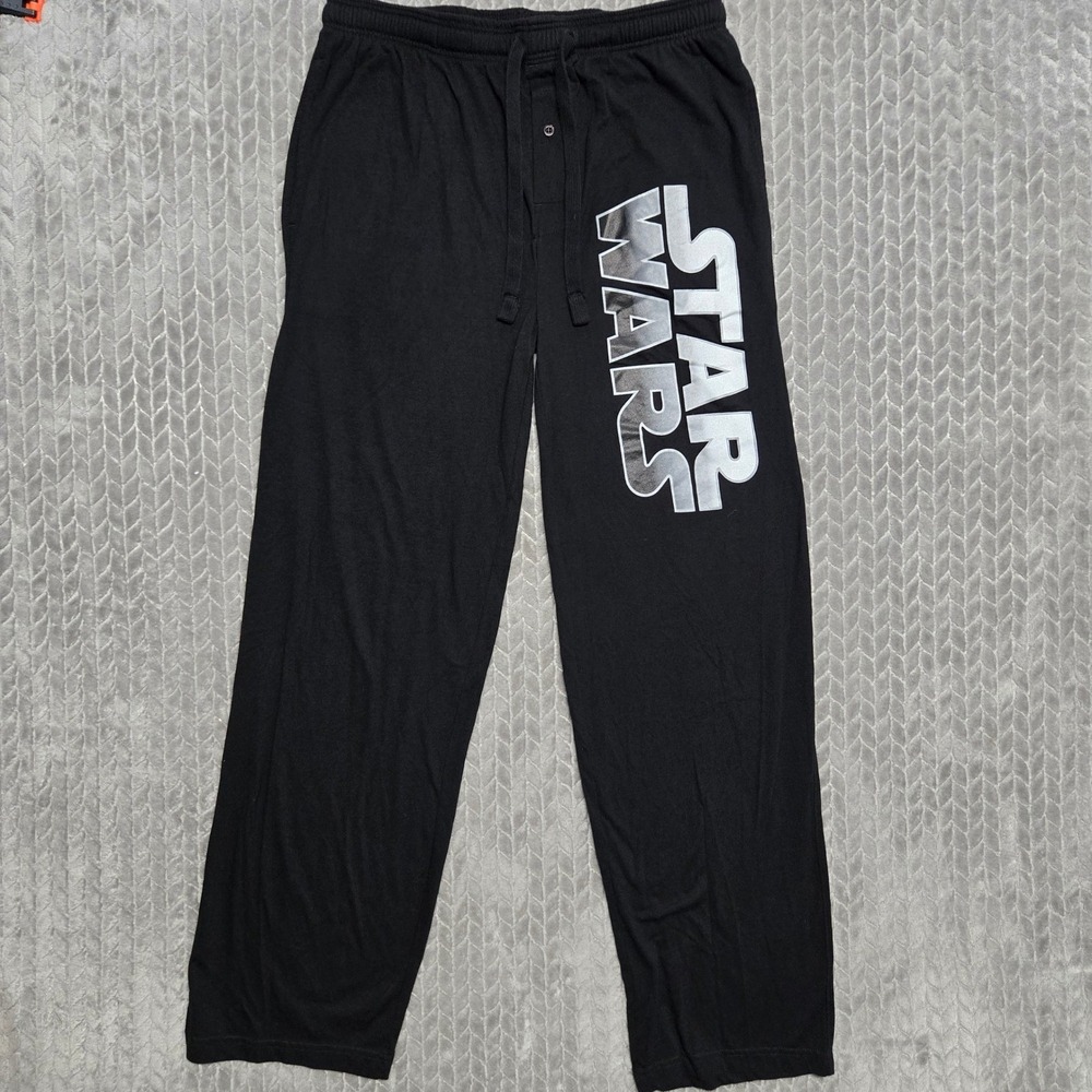 Star Wars Mens Lounge Pajama Pants Black Graphic Logo Cotton Blend Medium
